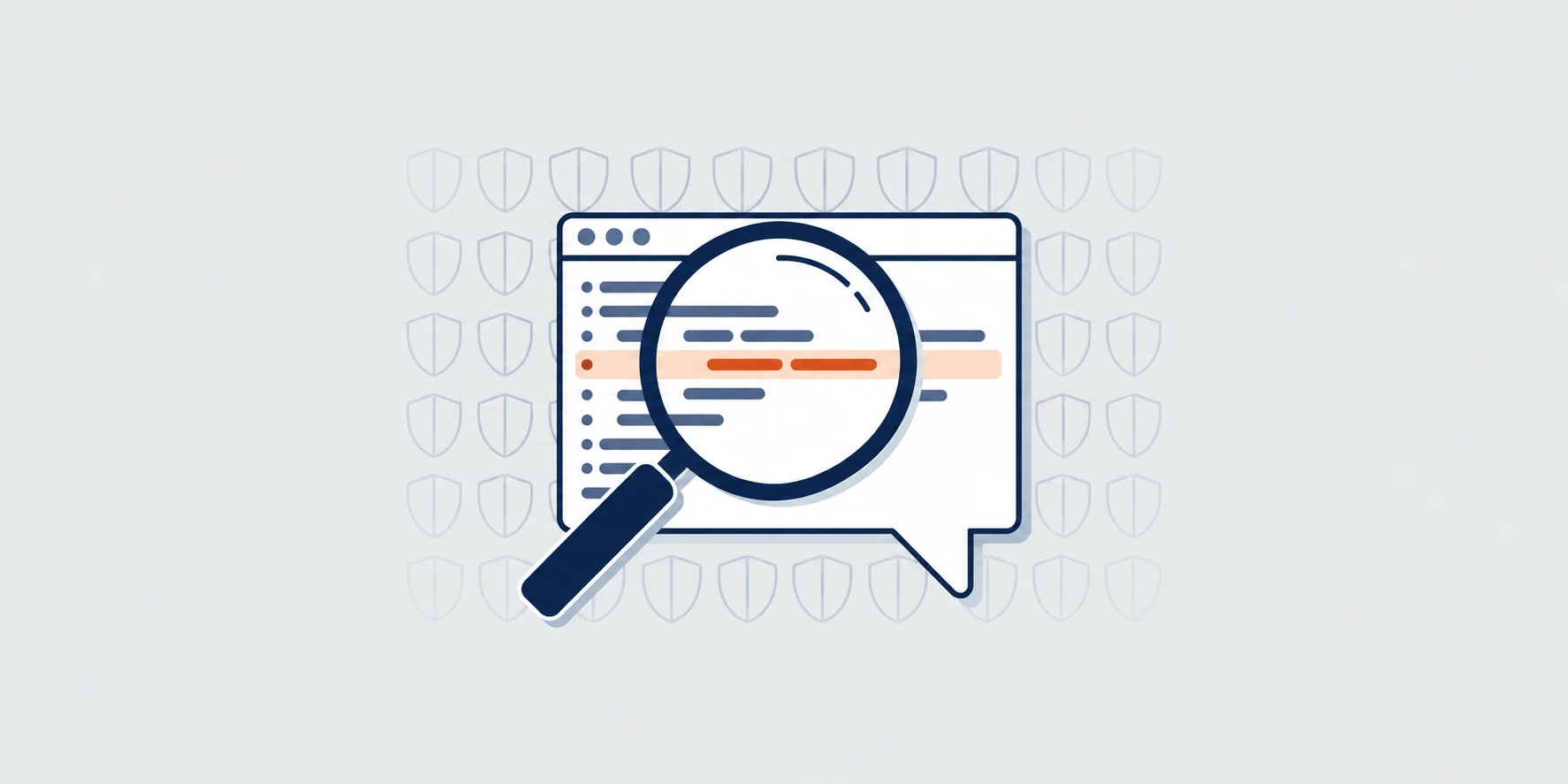 Security Advisor: a magnifying glass over a code editor with one line highlighted