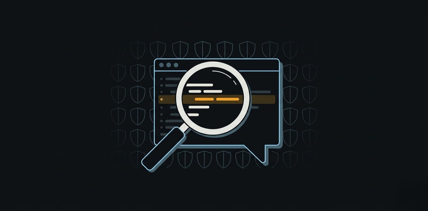 Security Advisor: a magnifying glass over a code editor with one line highlighted